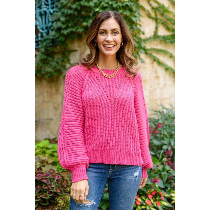 Claim The Stage Knit Sweater In Hot Pink