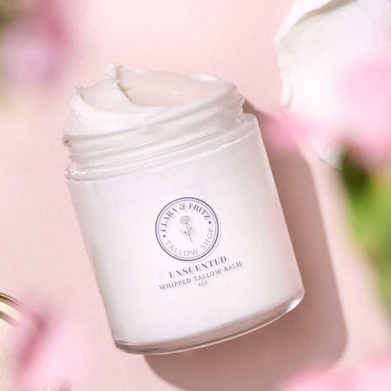 Clara & Fritz Tallow Shop Unscented Whipped Tallow Balm Lotion & Moisturizer