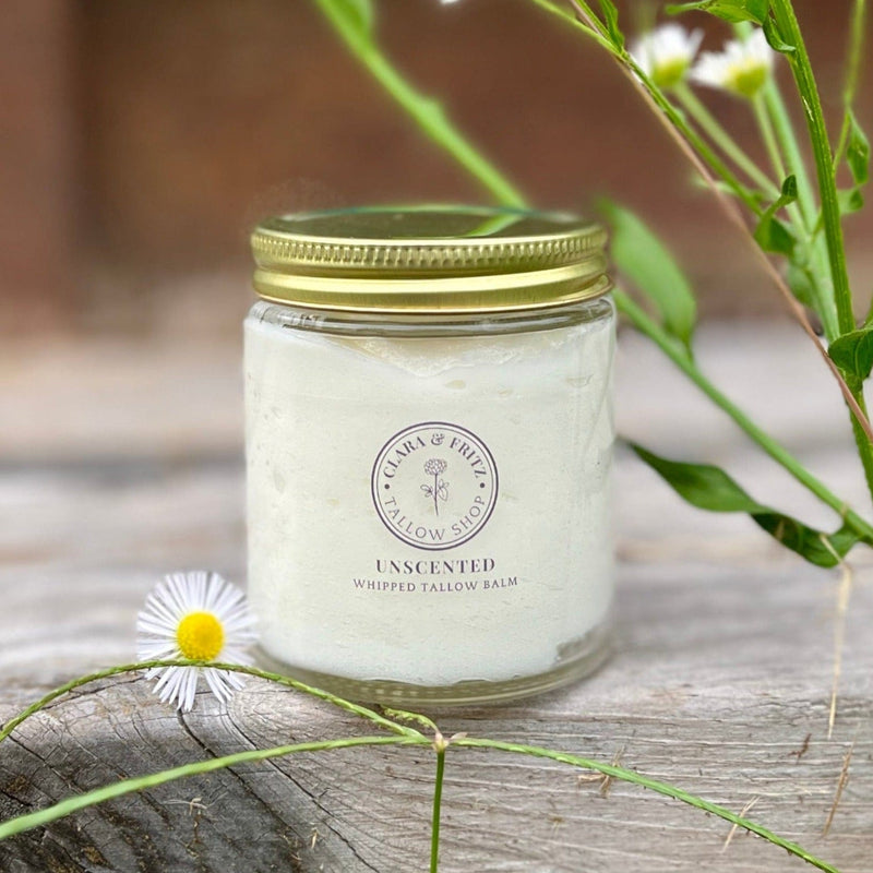 Clara & Fritz Tallow Shop Unscented Whipped Tallow Balm Lotion & Moisturizer