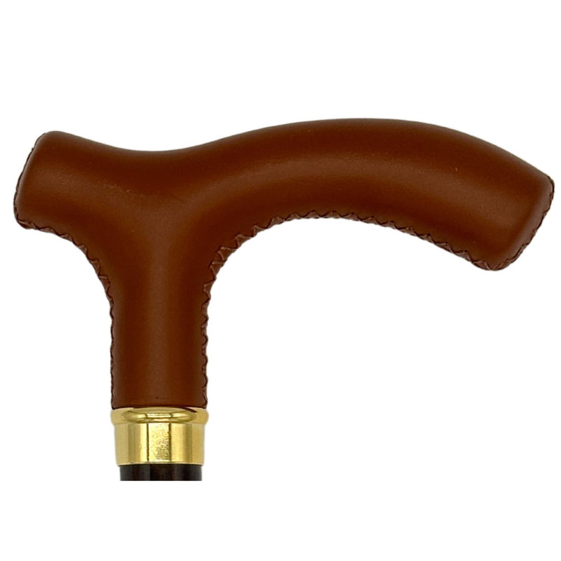 Classy Walking Canes Classy Cane with Brown Fritz Handle in Italian Leather Walking Cane