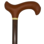 Classy Walking Canes Classy Cane with Siena Reddish Brown Derby Handle in Italian Leather Walking Cane