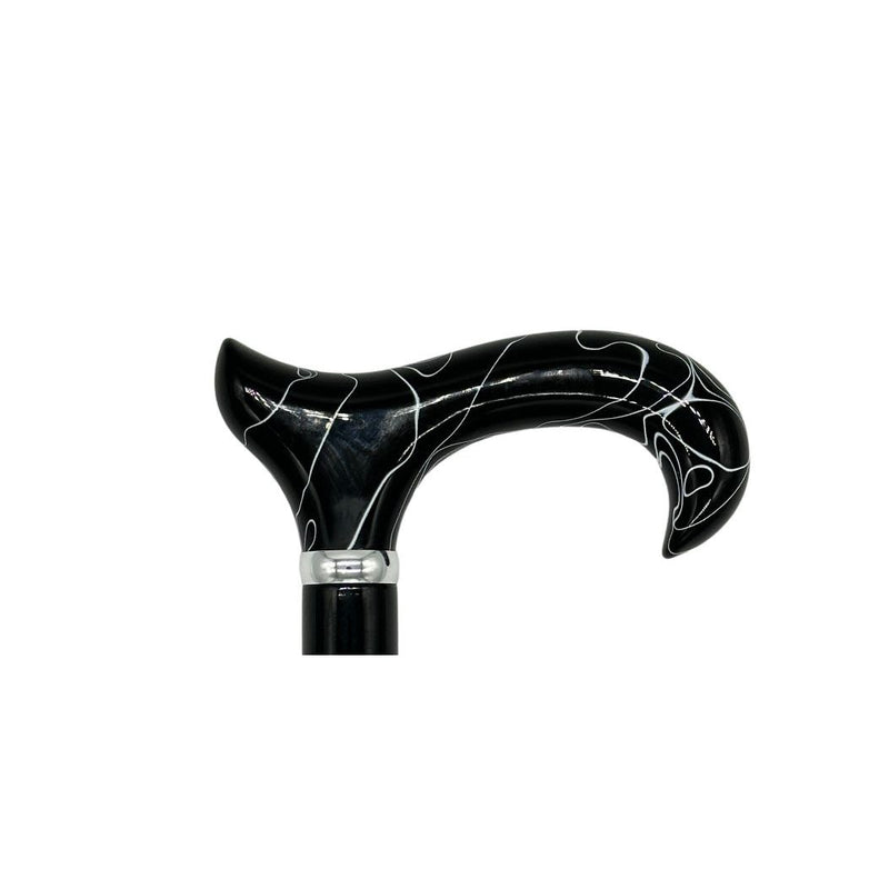 Classy Walking Canes Classy Canes Black and White Swirl Handle on Black Shaft Walking Cane