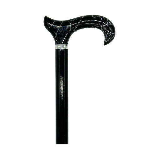 Classy Walking Canes Classy Canes Black and White Swirl Handle on Black Shaft Walking Cane