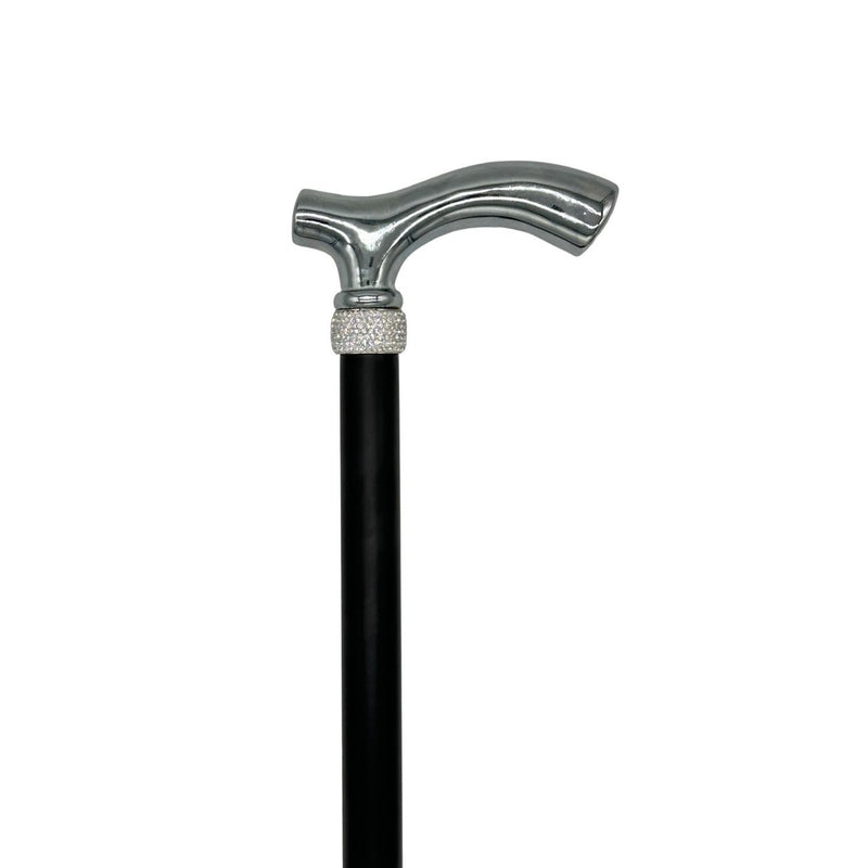 Classy Walking Canes Classy Canes Chrome Plated Fritz Handle with Fashionable Collar Walking Cane