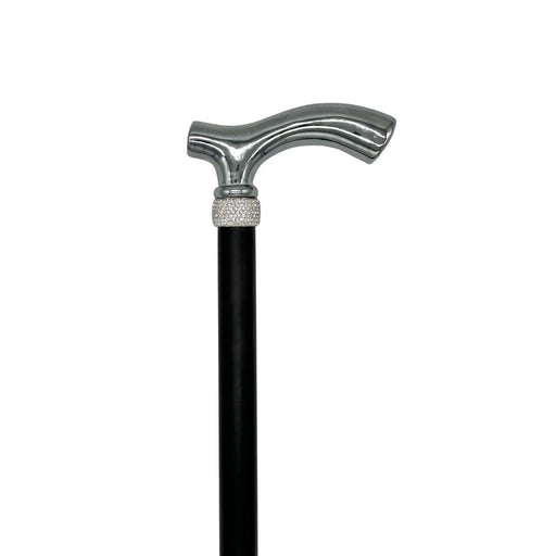 Classy Walking Canes Classy Canes Chrome Plated Fritz Handle with Fashionable Collar Walking Cane