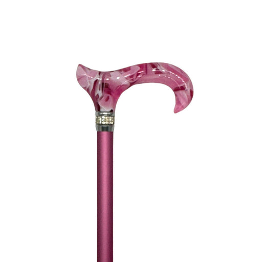 Classy Walking Canes Classy Walking Canes Adjustable Fashionable Pink Rhinestone Collar Walking Cane White Smoke