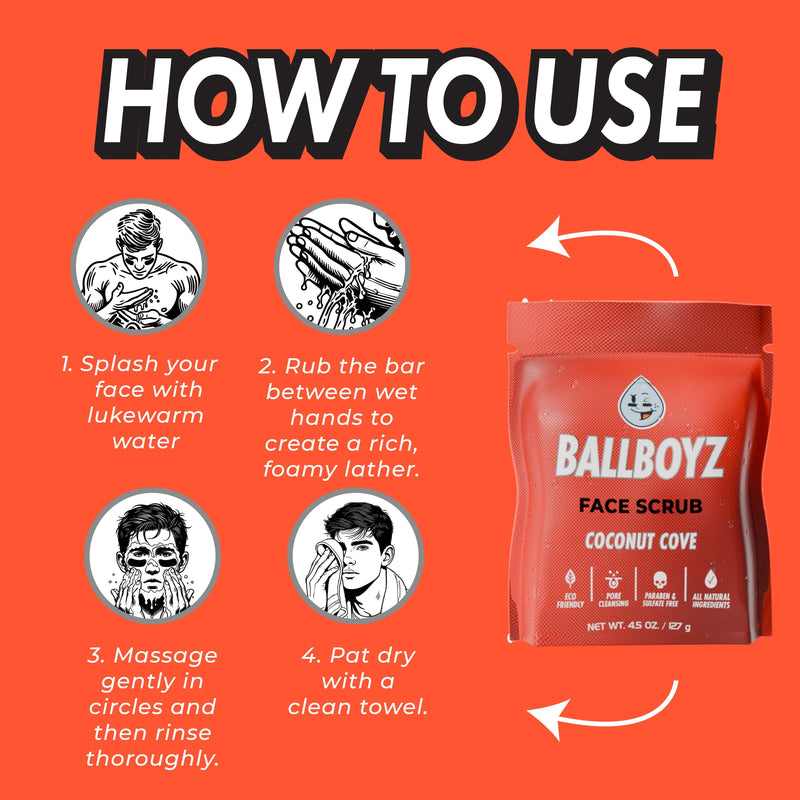 BALLBOYZ Coconut Cove Face Scrub (Medium Acne)