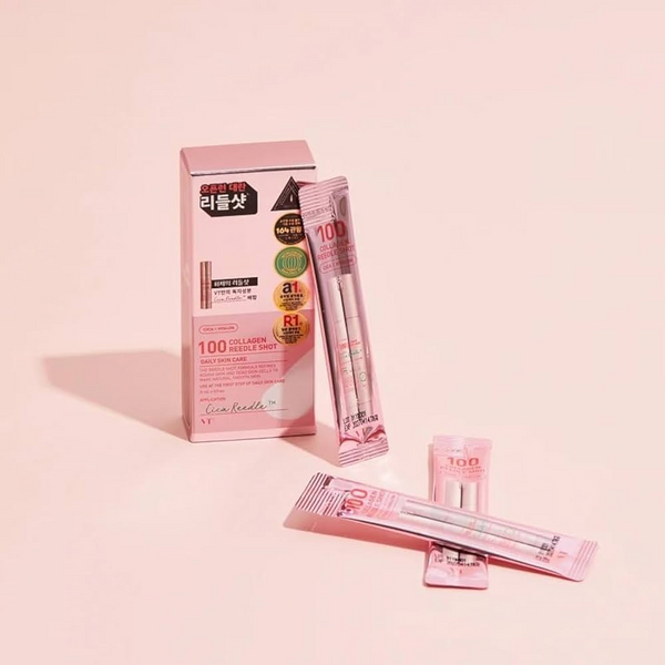 AsiaBeautyMall VT Collagen Reedle Shot 100 Stick Pouch Serum Misty Rose