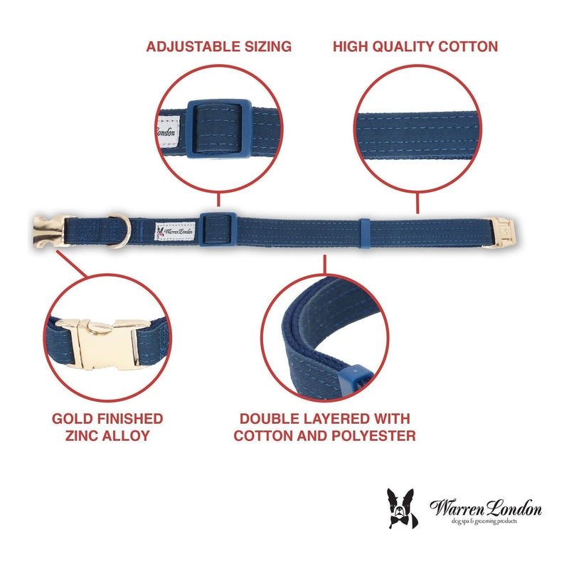 Warren London Fabric Dog Collar - Blue Leashes, Collars & Accessories