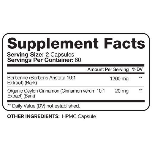 Nutrivein Berberine Plus Organic Ceylon Cinnamon - 120 Capsules GR-4L51-YC9A