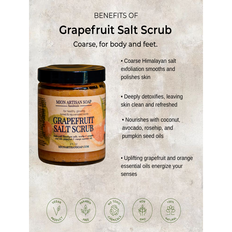 MION Artisan Soap Co. Himalayan Salt Grapefruit Scrub | Coarse