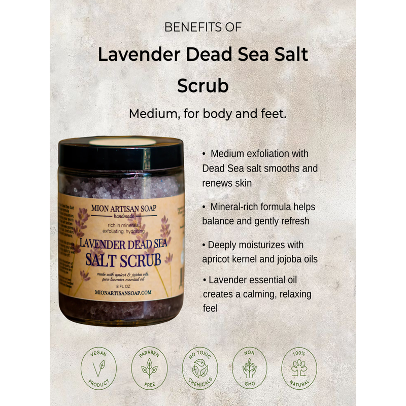 MION Artisan Soap Co. Lavender Dead Sea Salt Scrub | Medium