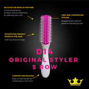 Denman Denman D14 The Mini Styler 5 Row Hair Brush Hair Brush Pale Violet Red
