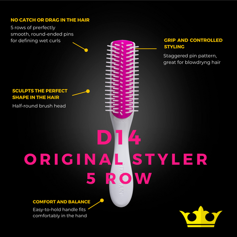 Denman Denman D14 The Mini Styler 5 Row Hair Brush Hair Brush Pale Violet Red