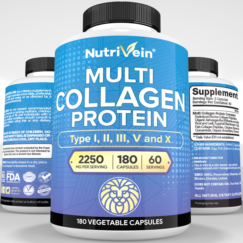 Nutrivein Multi Collagen Protein Capsules - 180 Capsules DV-BCOM-KBOG