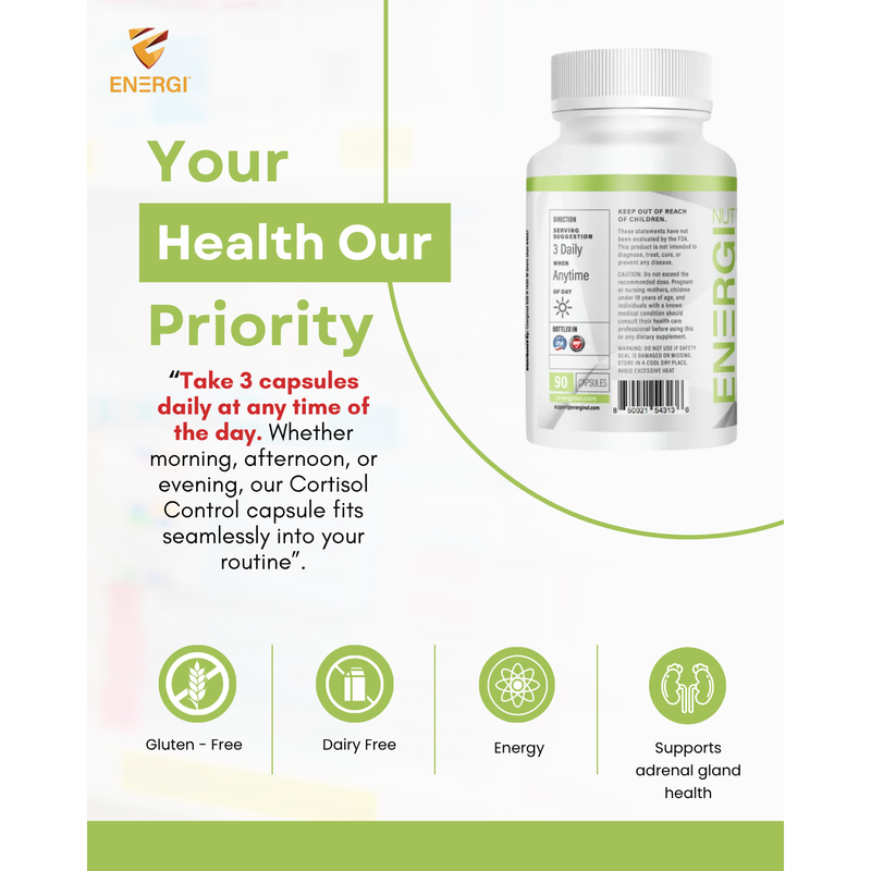 Energi Nutrition Cortisol Control Adrenal Blend Capsules White Smoke