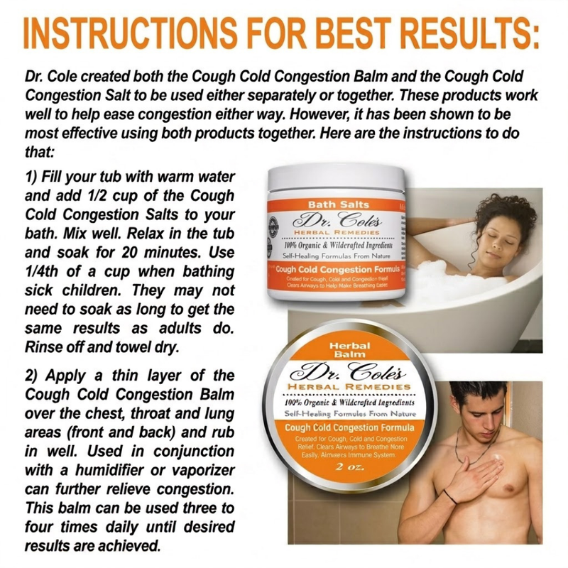 COLEHERBALS LLC 26 - Dr. Cole’s Organic Cough Cold Congestion Relief Balm Herbal White Smoke