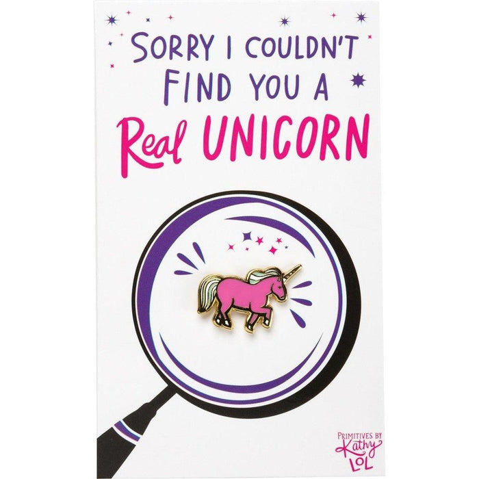 The Bullish Store - Couldn'T Find You A Real Unicorn Enamel Pin On Gift Card