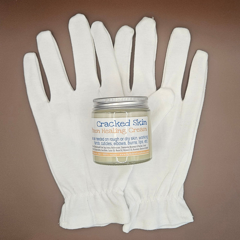 By Robin Creations New! Pinon Cracked Skin Rescue Cream + Cotton Gloves Set - Adult & Children Sizes Accessories & Containers