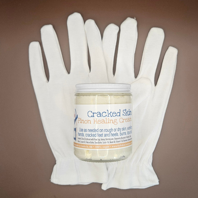 By Robin Creations New! Pinon Cracked Skin Rescue Cream + Cotton Gloves Set - Adult & Children Sizes Accessories & Containers