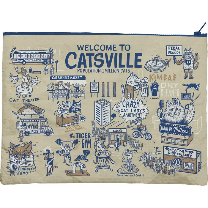 The Bullish Store - Crazy Cat Lady Apartment Recycled Material Jumbo Zipper Folder | 14.25" X 10"