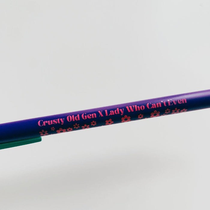 The Bullish Store - Crusty Old Gen X Lady Who Can'T Even Ballpoint Pen In Violet | Gen Z Aesthetic Blue Ink