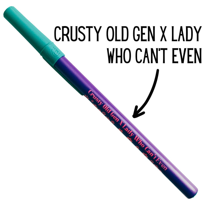 The Bullish Store - Crusty Old Gen X Lady Who Can'T Even Ballpoint Pen In Violet | Gen Z Aesthetic Blue Ink