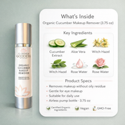 Glimmer Goddess® Organic Skin Care Organic Cucumber Makeup Remover – No Oily Residue Cleansers & Scrubs