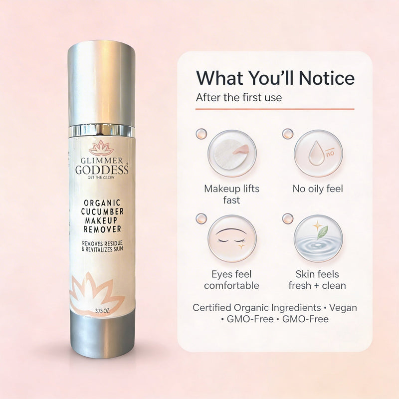 Glimmer Goddess® Organic Skin Care Organic Cucumber Makeup Remover – No Oily Residue Cleansers & Scrubs