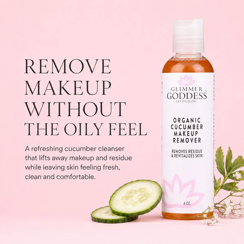 Glimmer Goddess® Organic Skin Care Organic Cucumber Makeup Remover – No Oily Residue Cleansers & Scrubs Misty Rose