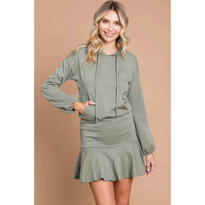 Drawstring Dropped Shoulder Hooded Mini Dress