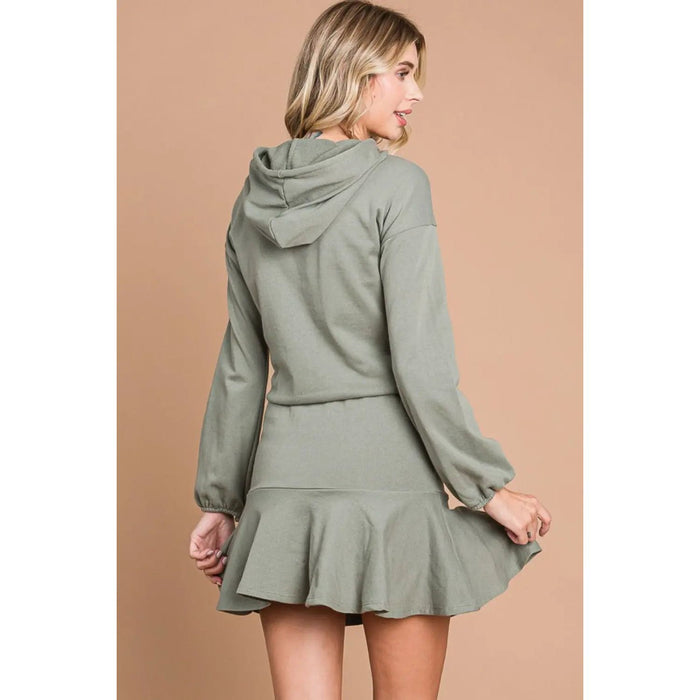 Drawstring Dropped Shoulder Hooded Mini Dress