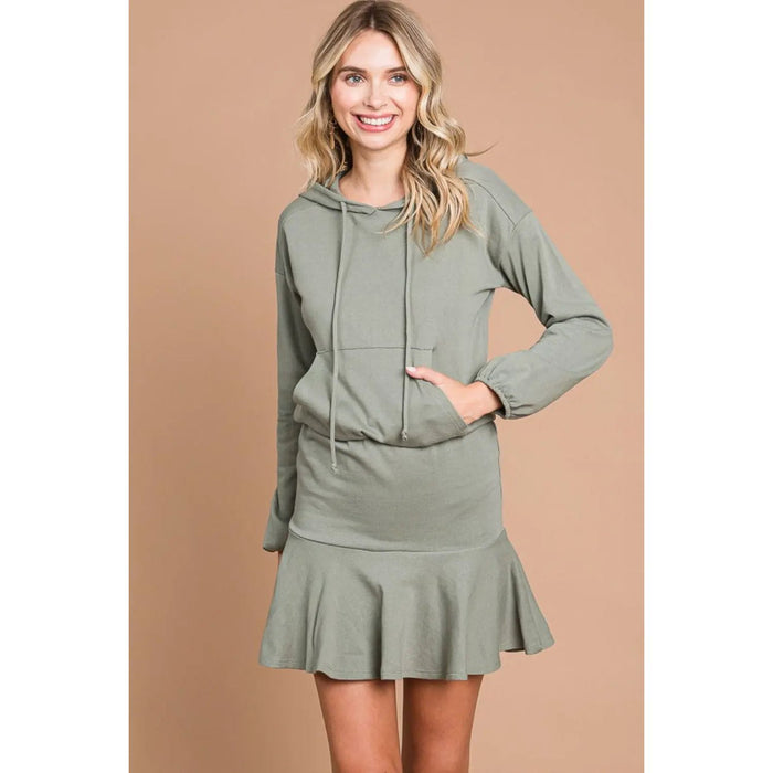 Drawstring Dropped Shoulder Hooded Mini Dress