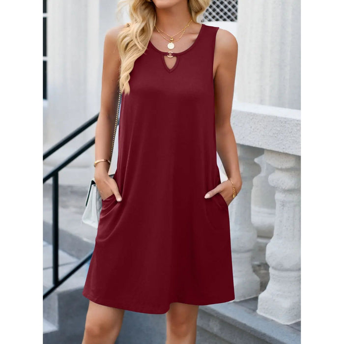 Cutout Round Neck Sleeveless Dress