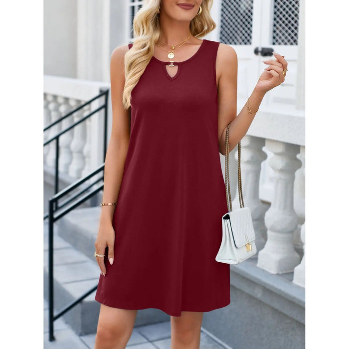 Cutout Round Neck Sleeveless Dress