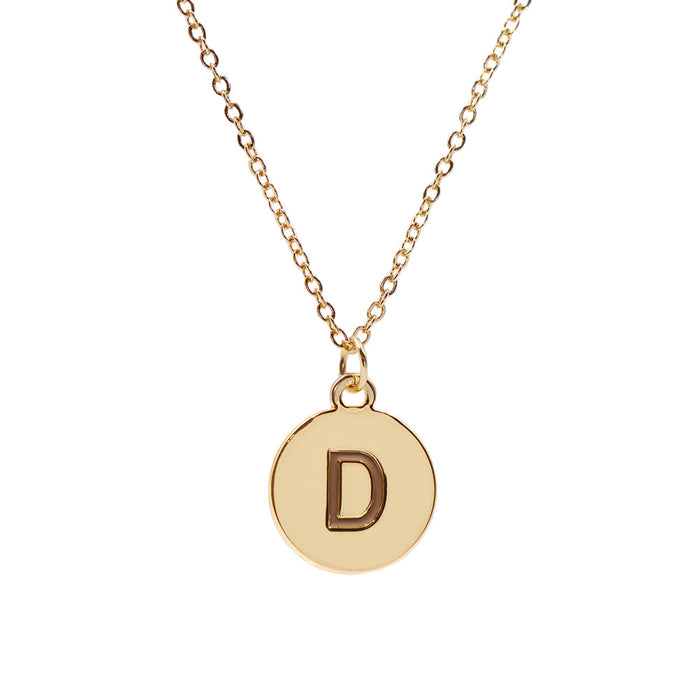 Gold-tone Adjustable Custom Initial Pendant Necklace with Genuine Crystal in Gift Box