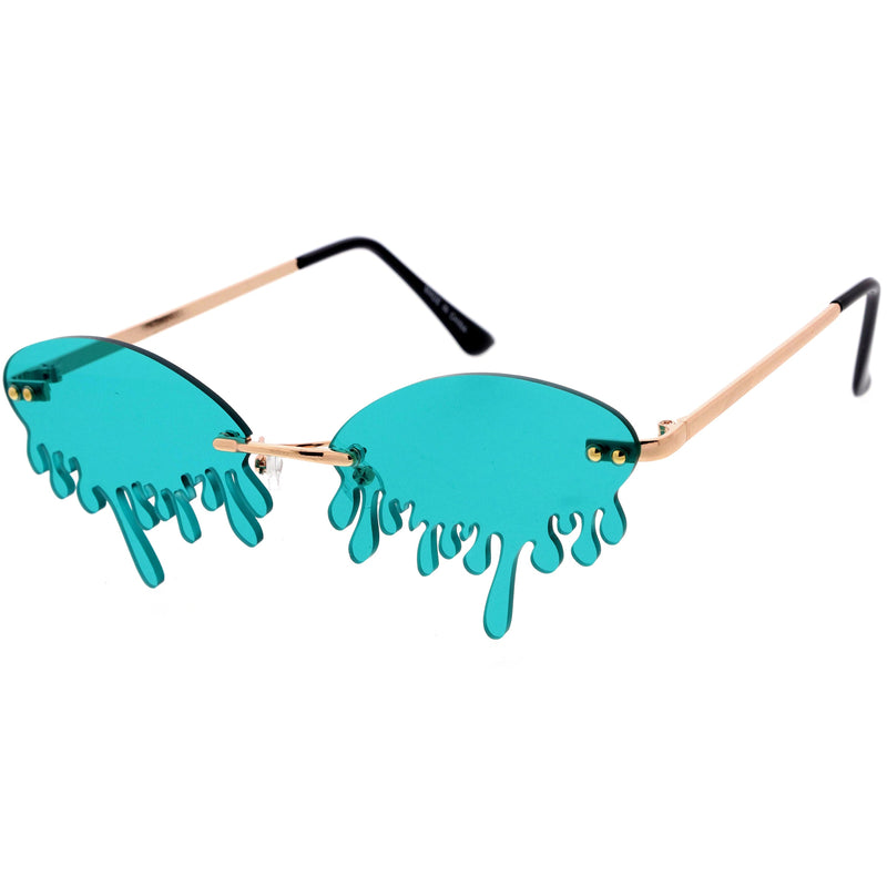 zeroUV Oozing Melting Effect Color Tinted Lens Oval Rimless Drip Sunglasses D072 Sunglasses
