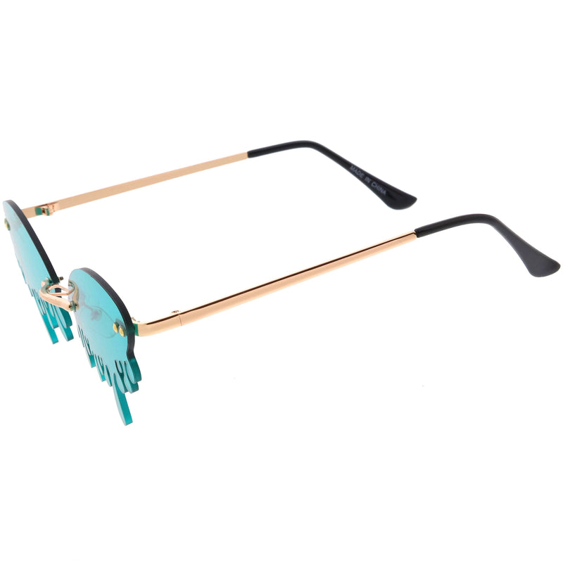 zeroUV Oozing Melting Effect Color Tinted Lens Oval Rimless Drip Sunglasses D072 Sunglasses
