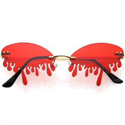 zeroUV Oozing Melting Effect Color Tinted Lens Oval Rimless Drip Sunglasses D072 Sunglasses