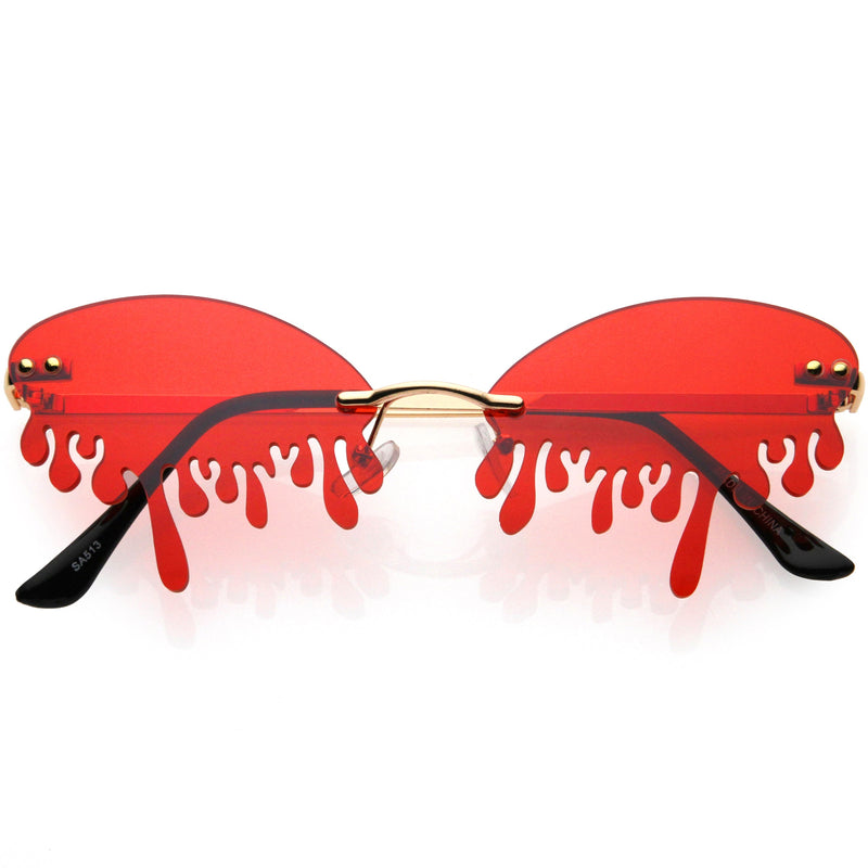 zeroUV Oozing Melting Effect Color Tinted Lens Oval Rimless Drip Sunglasses D072 Sunglasses