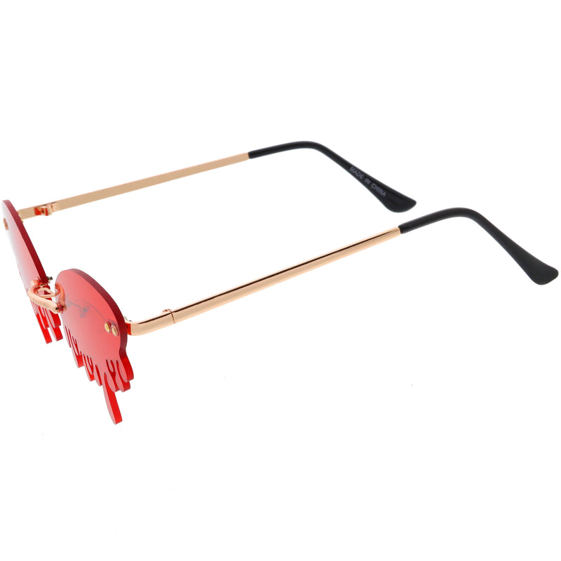 zeroUV Oozing Melting Effect Color Tinted Lens Oval Rimless Drip Sunglasses D072 Sunglasses