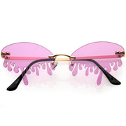 zeroUV Oozing Melting Effect Color Tinted Lens Oval Rimless Drip Sunglasses D072 Sunglasses