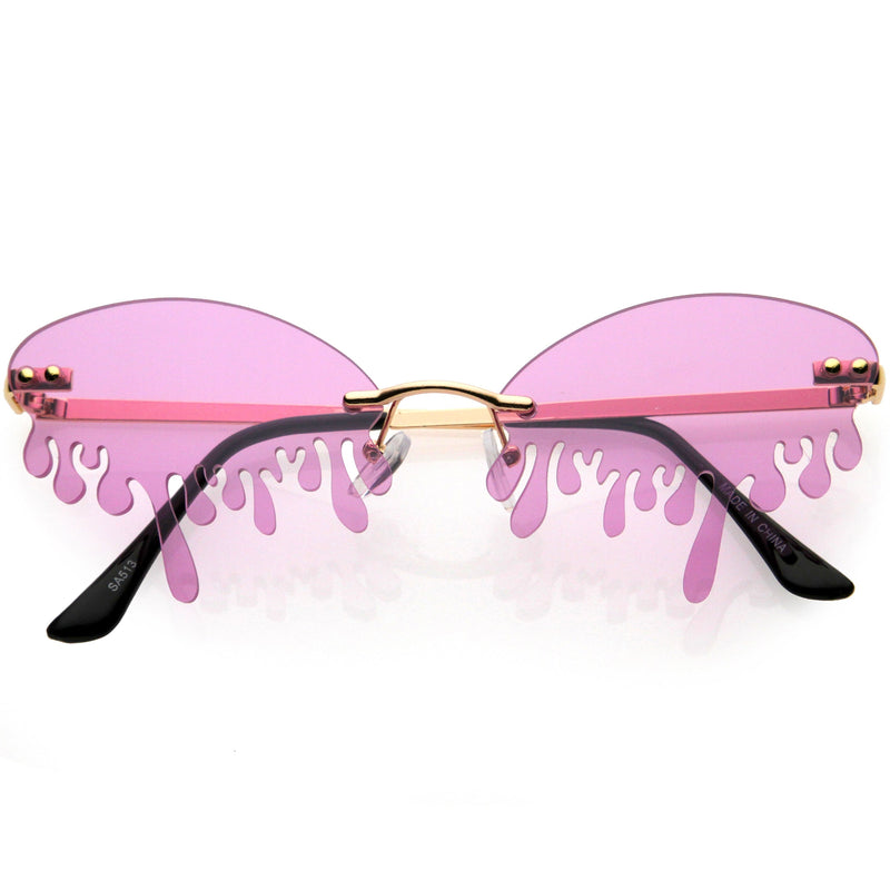 zeroUV Oozing Melting Effect Color Tinted Lens Oval Rimless Drip Sunglasses D072 Sunglasses