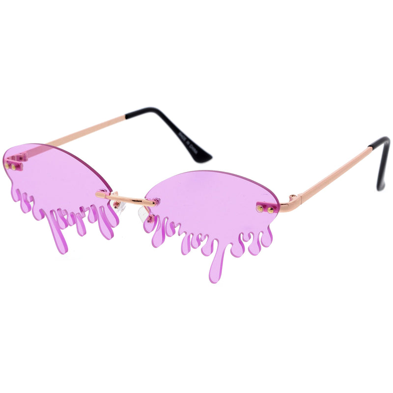 zeroUV Oozing Melting Effect Color Tinted Lens Oval Rimless Drip Sunglasses D072 Sunglasses