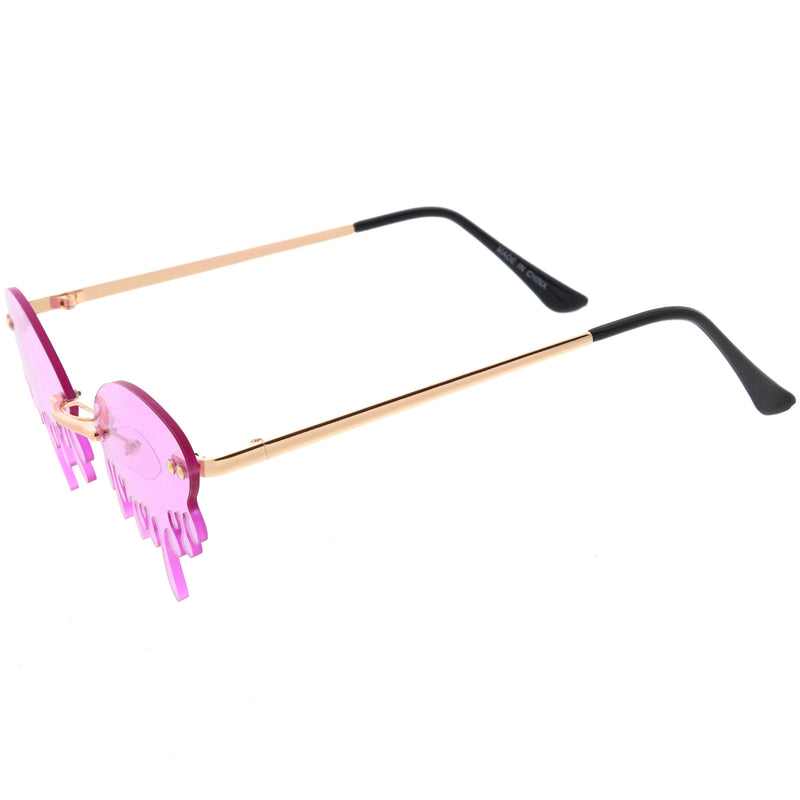 zeroUV Oozing Melting Effect Color Tinted Lens Oval Rimless Drip Sunglasses D072 Sunglasses