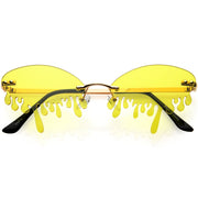zeroUV Oozing Melting Effect Color Tinted Lens Oval Rimless Drip Sunglasses D072 Sunglasses