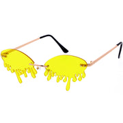 zeroUV Oozing Melting Effect Color Tinted Lens Oval Rimless Drip Sunglasses D072 Sunglasses