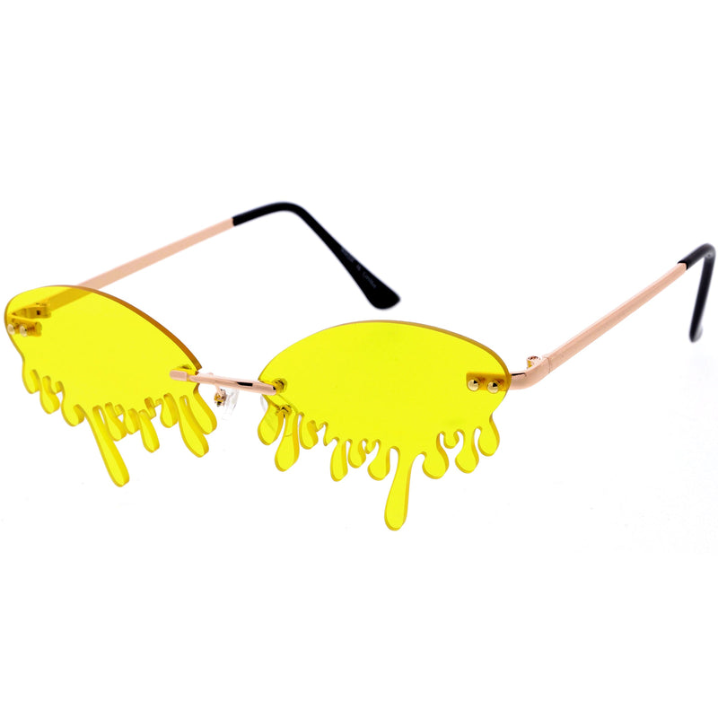 zeroUV Oozing Melting Effect Color Tinted Lens Oval Rimless Drip Sunglasses D072 Sunglasses