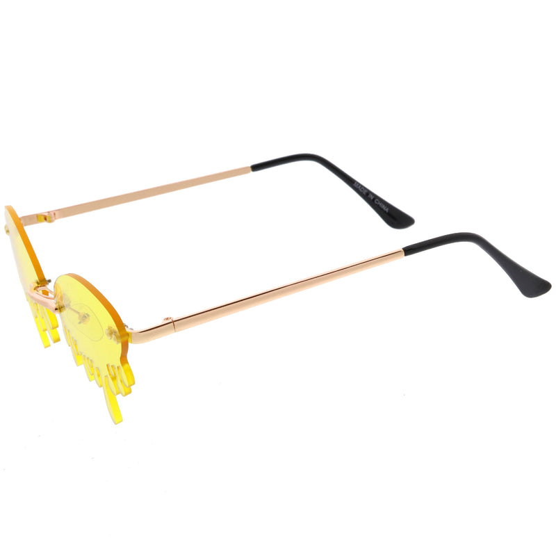 zeroUV Oozing Melting Effect Color Tinted Lens Oval Rimless Drip Sunglasses D072 Sunglasses