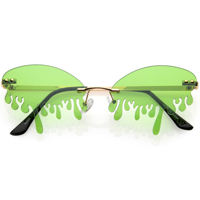 zeroUV Oozing Melting Effect Color Tinted Lens Oval Rimless Drip Sunglasses D072 Sunglasses